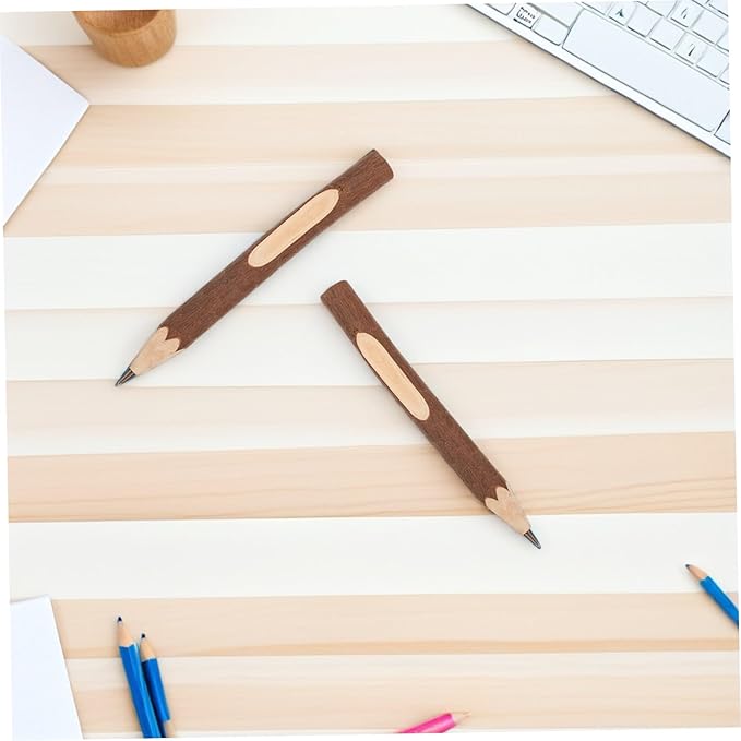 Natural Wood Ballpoint Pens 13cm, Eco-friendly Biodegradable Tree Bark Pens, Lightweight Portable Multi-function Writing Set of 10 for Daily Office and School Use