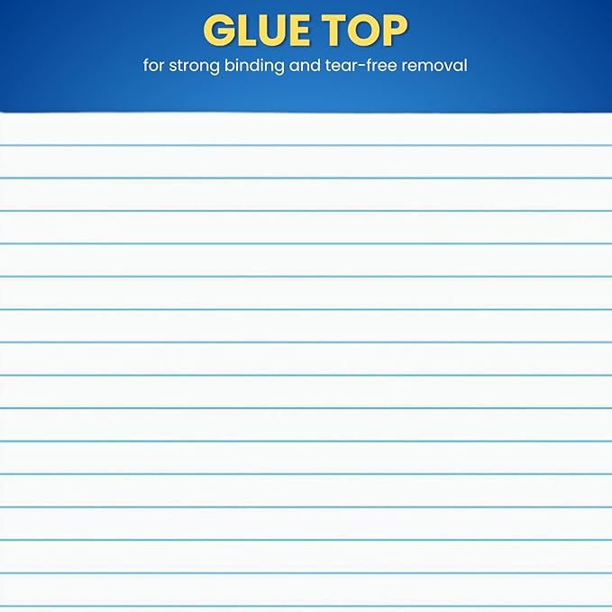 1InTheOffice Legal Rule Writing Pad Wide Ruled 8.5 x 11, Glue Top Writing Pad, Legal Notepad, Letter Size, 50 Sheets per Notepads (12 Pack)