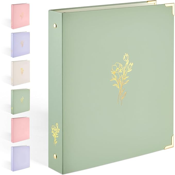 Sooez 3 Ring Binder 1 Inch with Foil Stamping & Metal Corner, Letter Size