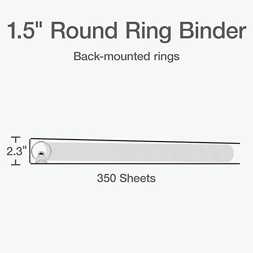Oxford Ring Binders, 1.5" Round Ring Binders, View Binder, Covers on 3 Sides, XtraLife Hinge, Non-Stick, PVC-Free, Black, 350 Sheet Capacity (1002548)