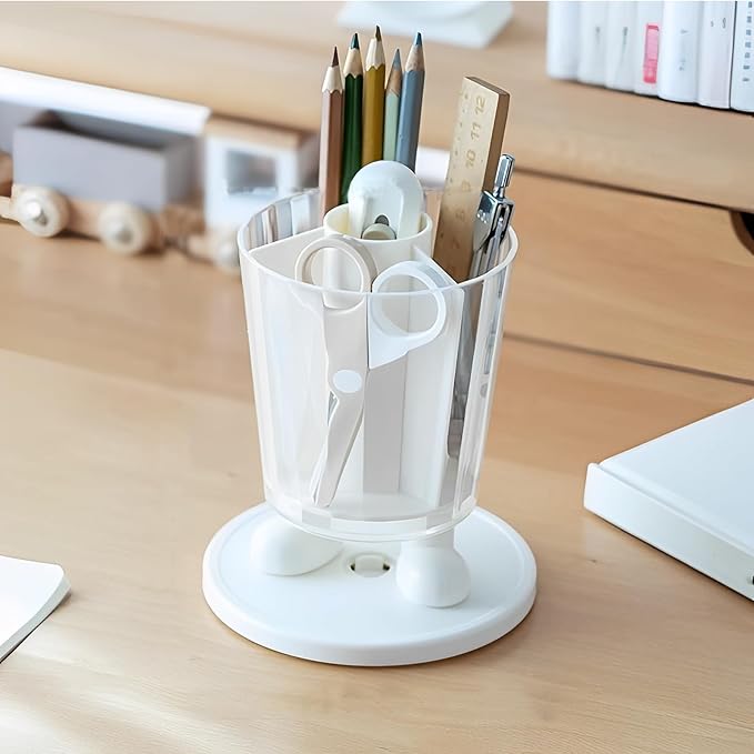 INSTOME Rotating Pen Holder,Cute Bow Pen Holder,Office Desk Accessories for Work, School,or Home