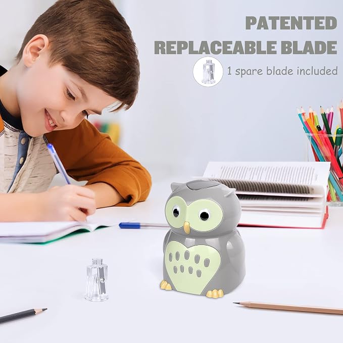 Eagle Owl Electric Pencil Sharpener, Battery Powered, Spare Blade Included