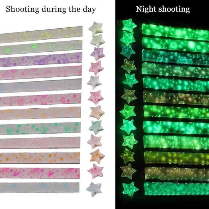 Star origami, colorful decorative paper strips, origami paper strips, DIY origami star paper strips (12 color glowing star origami/210 sheets)