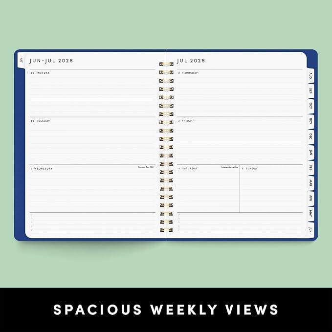 PAPERAGE Academic Planner, Weekly & Monthly Planner & Calendar, 12-Months, July 2026 - June 2027, (9.5" x 11"), School & Student Planning Agenda with Tabs, Bonus Pages & Inner Pocket, Dark Green