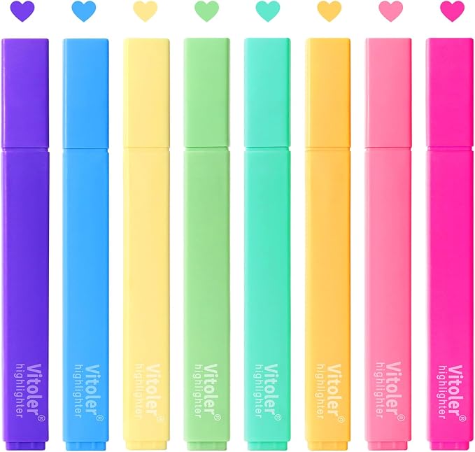 Cute Highlighters Set, Aesthetic Pastel, Quick Dry, Chisel Tip 8Pcs | Cute Pastel,No Bleed,Bible Study for Adults in the Home School Office