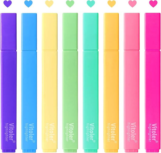Cute Highlighters Set, Aesthetic Pastel, Quick Dry, Chisel Tip 8Pcs | Cute Pastel,No Bleed,Bible Study for Adults in the Home School Office