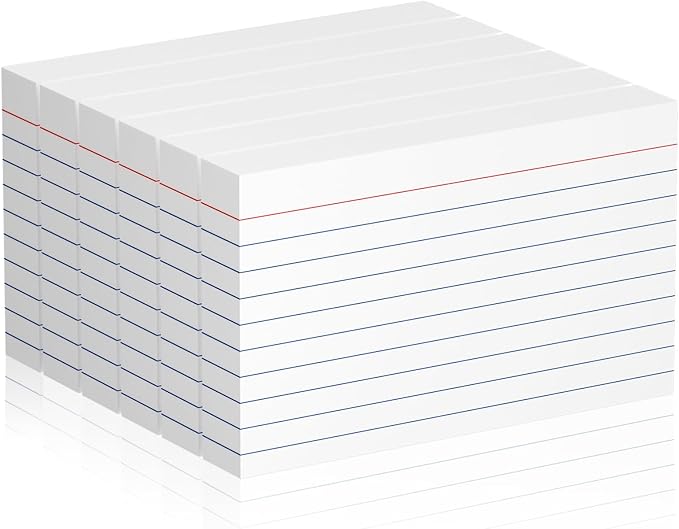 Index Cards 3x5 Inch, 600 Count Ruled White Index Cards, Flash Cards College Ruled Heavyweight Flashcards Durable Study To Do List Note Cards with Ruled Lines for Home, Office & School Supplies