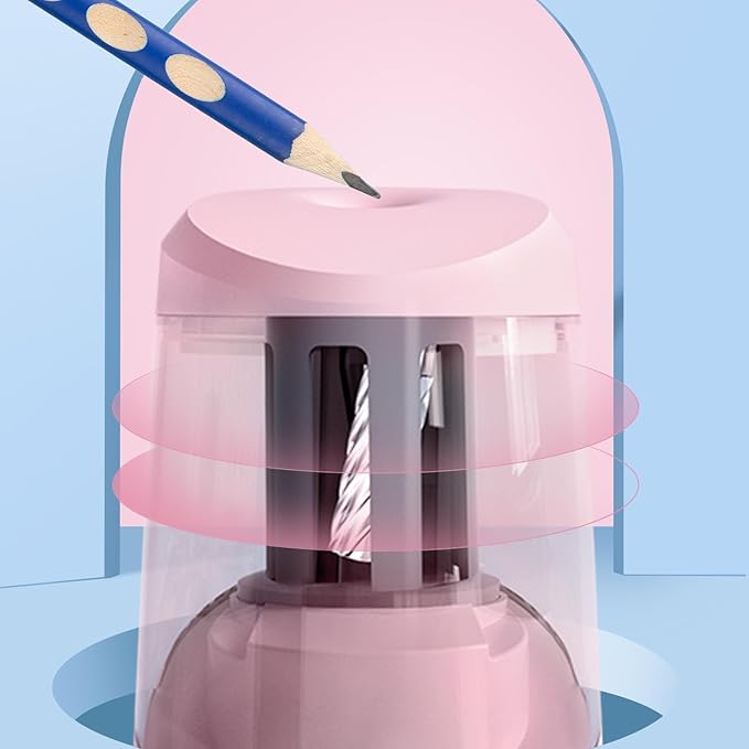 M&G Pink Electric Pencil Sharpener, Portable Automatic Pencil Sharpener for Colored Pencils, Auto Stop, Super Sharp & Fast, USB Operated for 6-8mm Pencils for Kids, School, Office, Home (Pink)