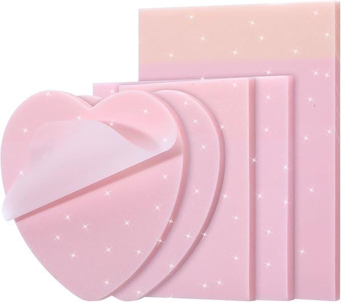 5 Pack Mixed Shape Transparent Sticky Notes, Glitter Pastel Color Waterproof Index Sticker Book Tabs 250 Sheets Soft PET Marker Memo Pad for Annotating Home School Office