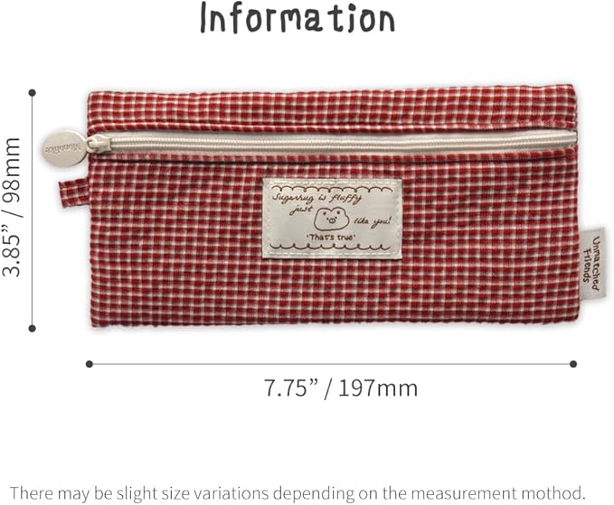 Monolike_Fabric/Cushion Pencil case (Unmatched Friends Fabric Check Pencil Case Series. 2, Vintage red)