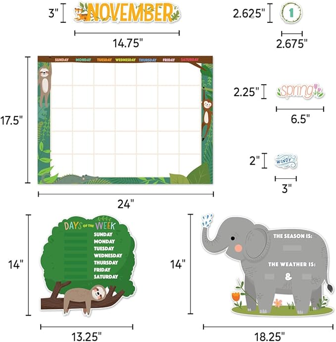 CTP Jungle Friends Calendar Set Bulletin Board Top Classroom Decorating Accents (Creative Teaching Press 10919)