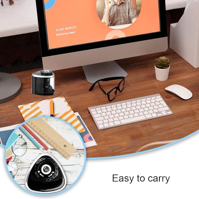 Electric Pencil Sharpeners Powerful Stall-Free Motor Portable Electric Battery Operated Pencil Sharpener Battery Powered Classroom Pencil Sharpeners for School Home Office Classroom