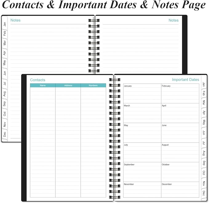2026 Daily & Monthly Planner - One Page Per Day, Daily Planner from January 2026 to December 2026, Planner 2026 with 12 Monthly Tabs, 6.4" x 8.5", Black