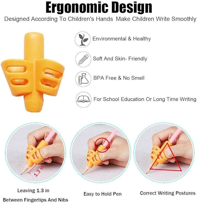 Pencil Grips for Kids Handwriting Pencil Grip Posture Correction Training Writing AIDS for Kids Toddler Preschoolers Students Children Special Needs (3 PCS) (3)