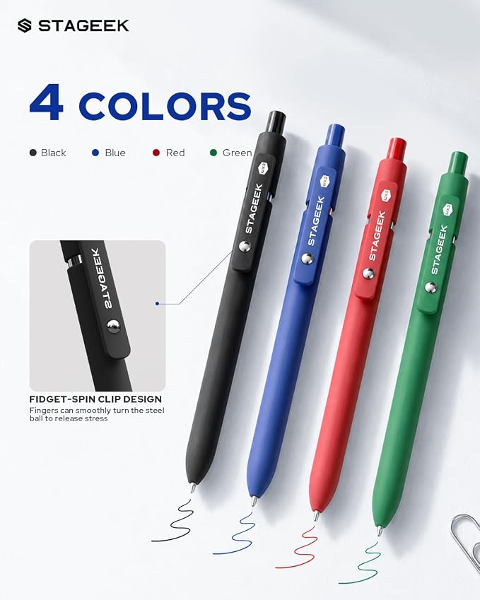 STAGEEK GX3 Colorful & Multi Colored Gel Pens, 8 Pcs with 4 Refills | Quick Dry Colored Pens, 0.7mm Fine Point, Retractable, for Journaling & Note Taking, School Supplies, Gifts for Women & Men