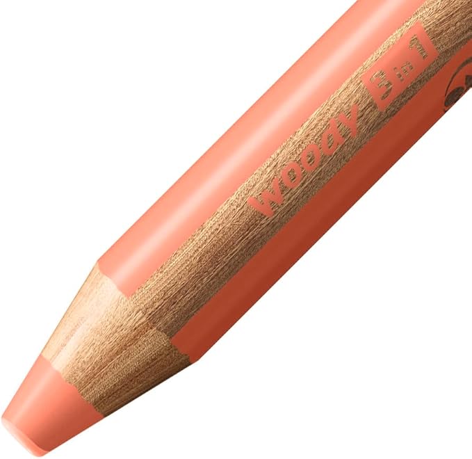 STABILO - woody 3-in-1 - Multi-Talented Pencil - Pack of 6 - Assorted Pastel colors with Sharpener