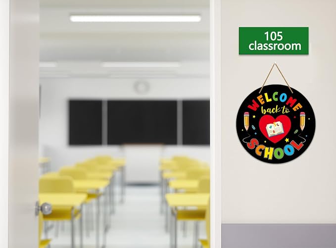 WaaHome Welcome Sign for Classroom Door Decorations 11.3" Welcome Back to School Teacher Door Sign Hanger for Classroom Decor Preschool Elementary Teacher Supplies Essentials Must Haves