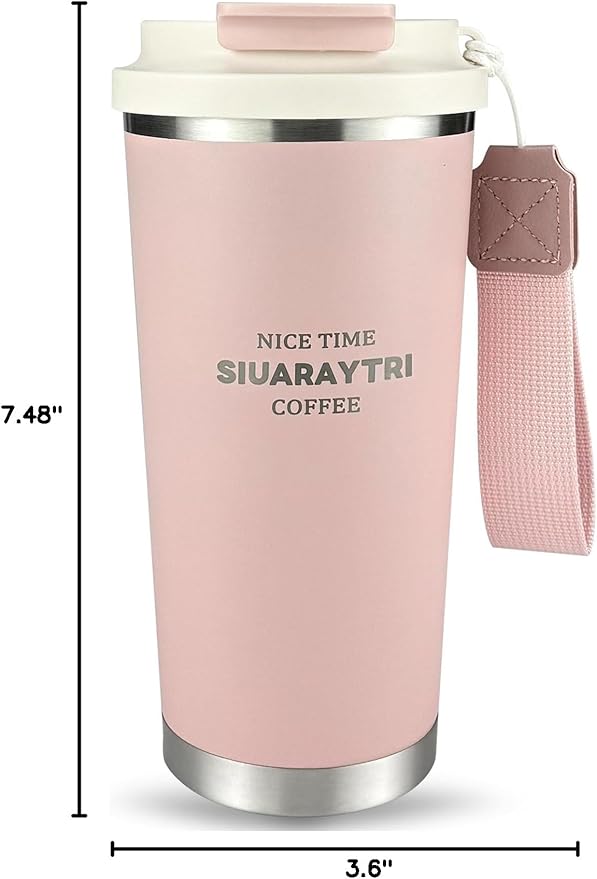 20oz Tumbler Stainless Steel Vacuum Insulated Coffee Travel Mug Reusable Iced Coffee Cup Hot Coffee Travel Mug with lid and straw Cupholder Friendly Leak-Proof BPA Free (Pink)