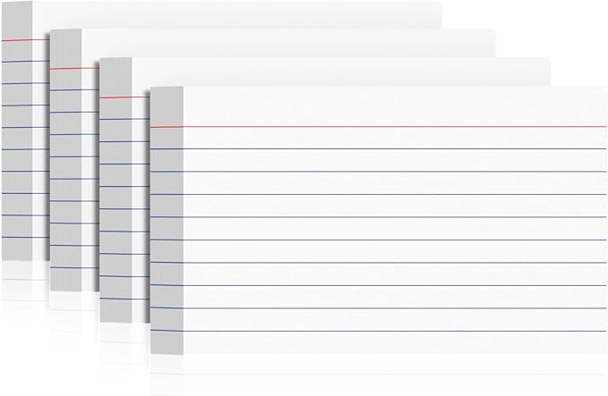 Index Cards 3x5 Inch, 200 Count Ruled White Index Cards, Flash Cards College Ruled Heavyweight Flashcards Durable Study To Do List Note Cards with Ruled Lines for Home, Office & School Supplies