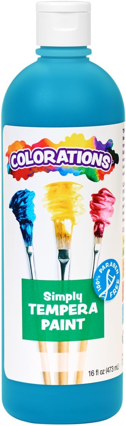 Colorations Paraben-Free Washable Tempera Paint for Kids - Turquoise, 16 Ounce Bottle, Non-Toxic and Made in The USA