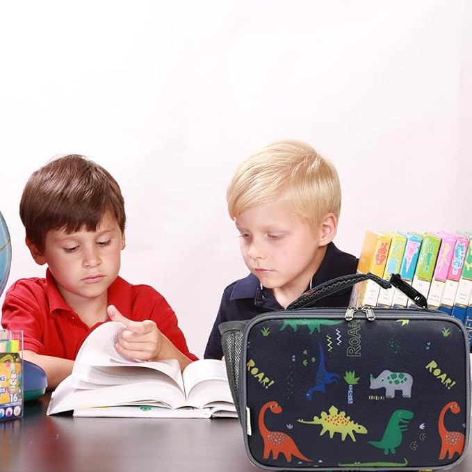 GYEUKHAM Insulated Lunch Box for School, Thermal Reusable Durable Freezable Lunch Bags for Kids Boys Girls Men Women - Small Soft Cooler Portable Lunch Tote Kit for Work Picnic Travel,Dinosaur