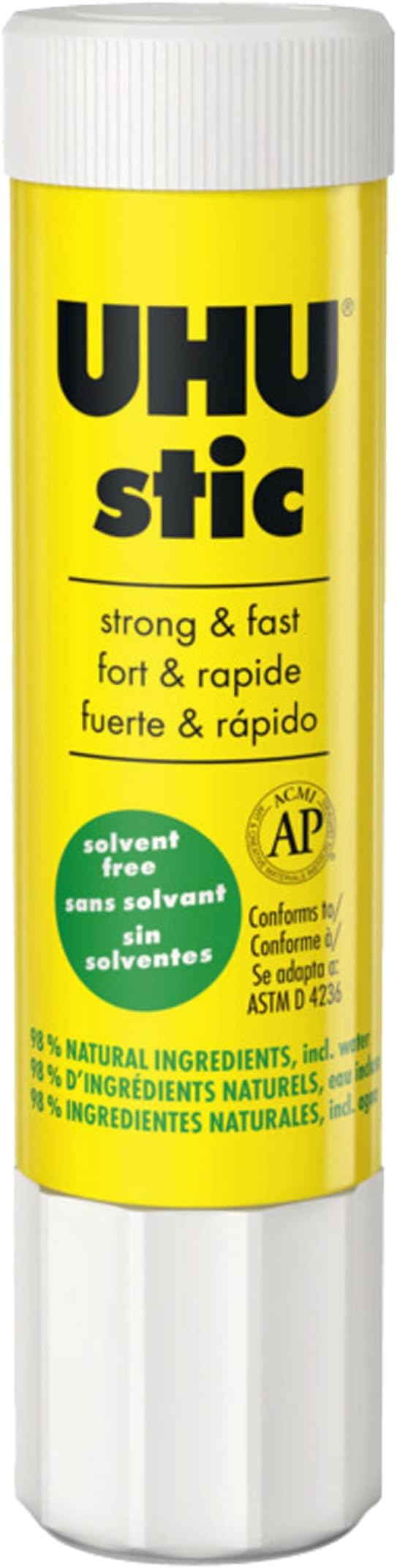UHU stic, Glue Stick Solvent Free, Washable, Screw on Cap, for School, Crafts, Scrapbooking 1 x 21g Blister, White