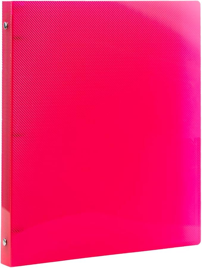 JAM PAPER Plastic 0.5 inch Binder - Fuchsia Pink 3 Ring Binder - Sold Individually