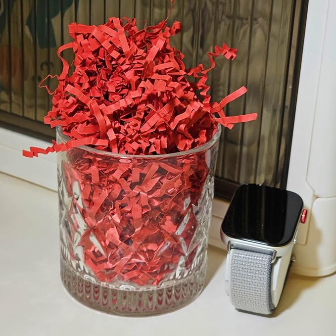 GoooodGift - 3 oz - Red - Crinkle Cut Paper Shred Filler for Gift Wrapping, Gift Box Stuffing Birthdays, Basket Filling Mother's Day Christmas