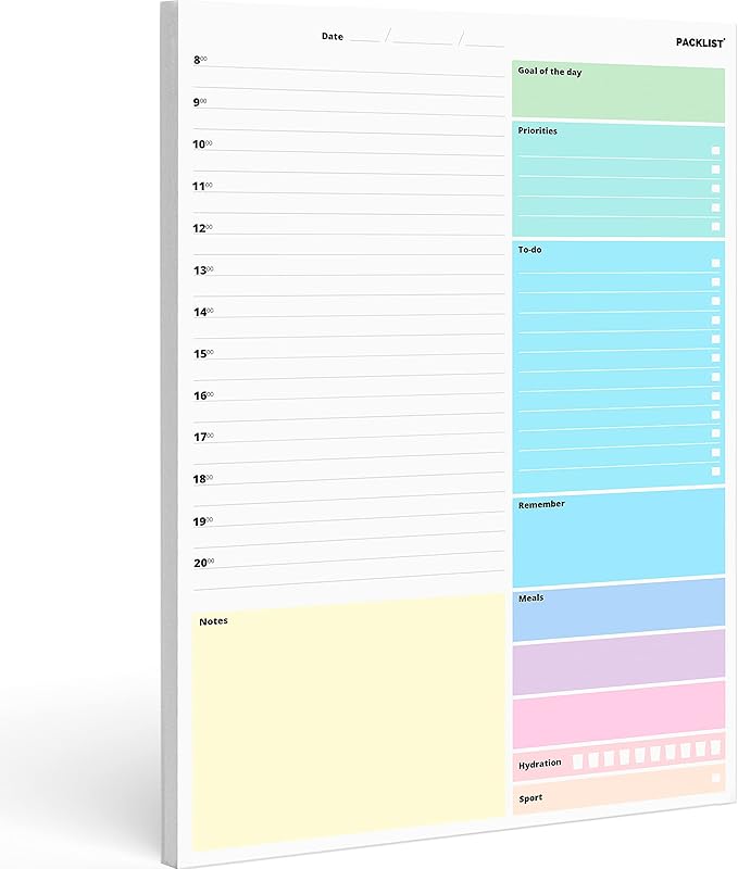 Undated Desk Planner Pad - 8.5 x 11 Inches Tear-Off To Do List Notepad | 52 Sheets for Daily Schedule, Work Office, Study & Family Organization