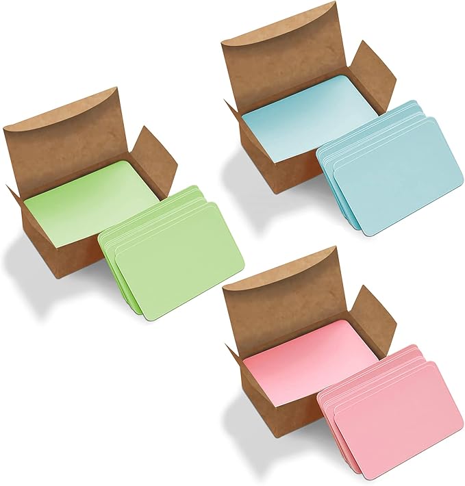VANRA 300PCS Small Blank Index Cards 3.5x2 inches Note Cards Study Flash Cards, Word Message Gift DIY Cards Kraft Paper Tags (Assorted Colors Light, 300/Pack)