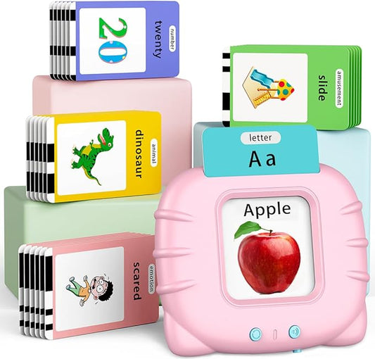 Eaever Educational Learning Toys - 520 Sight Words Talking Flash Cards, Autism Sensory Toys, Pocket Speech for Toddlers, Valentine's Day Present Birthday Gift for 1 2 3 4 5 6 Year-Old Girls, Pink
