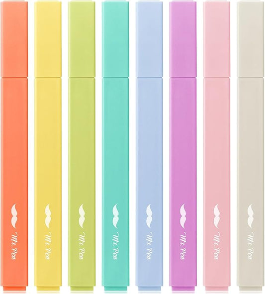 Mr. Pen- Aesthetic Highlighters No Bleed, 8 Pack, Retro Colors, Chisel Tip, Cute Highlighters Assorted Colors for Journaling, Highlighting, Underlining, Fast Dry, Back to School Supplies