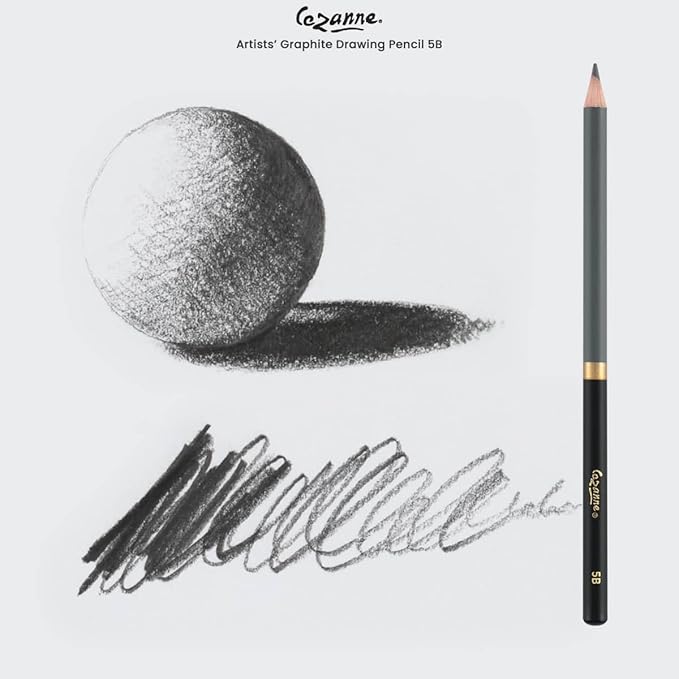 Cezanne Graphite Drawing Pencils Set - 5B, Set of 12 Break-Resistant Graphite Lead, Easy-to-Sharpen Sketch Pencils, Master Artist Quality Graphite Pencils for Technical and Artistic Drawing