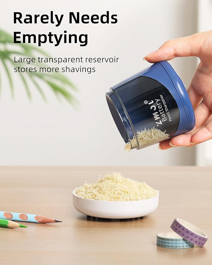 ZMOL Battery Powered Electric Pencil Sharpener,Small Battery Operated Colored Pencil Sharpeners Portable for Kids,Fast Sharpen, Suitable for No.2/Colored (6-8mm), School/Classroom/Office/Home Blue