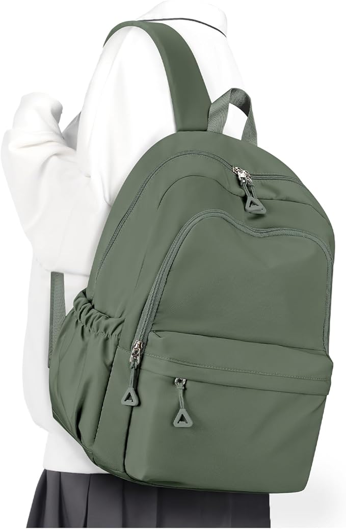 winspansy Backpack for School Teenage Girls Boys,Waterproof Lightweight School Bags Travel Daypack Simple Cute College Backpack Rucksack for Women Men fit 14 Inch Laptop,Army Green