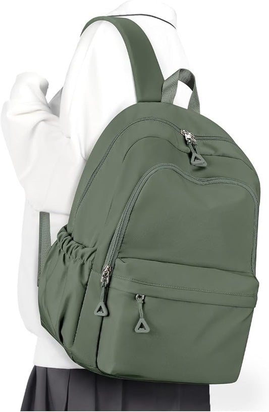 winspansy Backpack for School Teenage Girls Boys,Waterproof Lightweight School Bags Travel Daypack Simple Cute College Backpack Rucksack for Women Men fit 14 Inch Laptop,Army Green