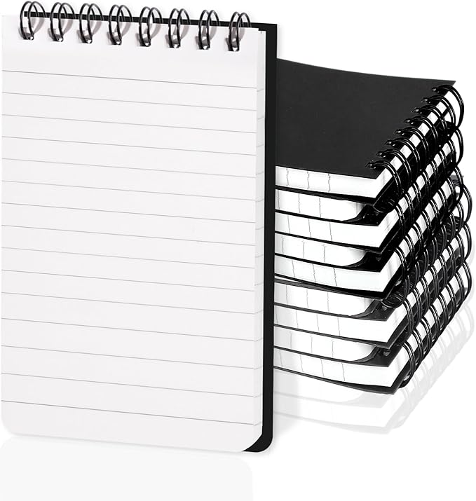 Thboxes 8 Pack Pocket Notebooks, 3 x 5 Spiral Notepads Mini Notebook 60 Sheets/120 Pages Small Notepads with Lined Pages Memo Pads for Nurse Gifts School College Office Home (Black)