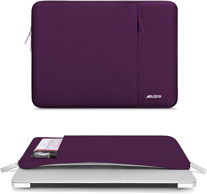 MOSISO Laptop Case 16 inch, 15-15.6 inch Laptop Sleeve Compatible with MacBook Pro 16 M5 M4 M3 M2 M1, HP Acer Dell Lenovo ASUS, Polyester Vertical Computer Sleeve Bag with Pocket, Magenta Purple