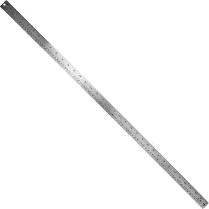 Pacific Arc, Stainless Steel Ruler with Inch and Pica Measurements, 36 Inches, Rubber Backed