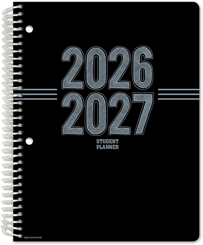 Global Datebooks 2026-2027 Middle & High School Student Planner 7" x 9" - Dated Weekly & Monthly Academic Planner w/Ruler/Bookmark & Stickers, Ideal for Homework, Matrix Style, Triple Stripe