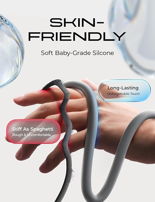 LISEN 6.6FT USB C Cable Fast Charging, Chubby 240W Cable USB C to USB C Fast Charging Soft Silicone USBC to USBC Parallel Cable for iPhone 17 Pro Max 16 15 Samsung S25 Ultra MacBook Pro Air iPad Grey