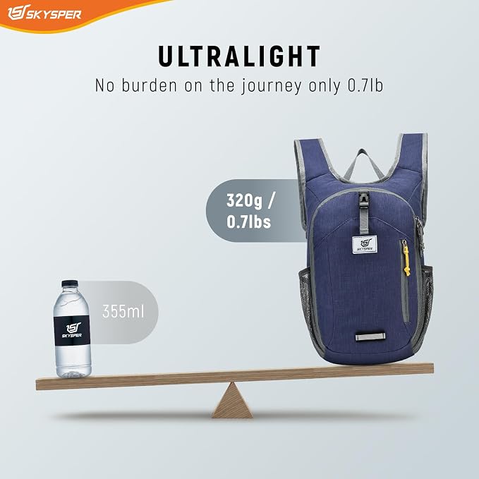 SKYSPER 10L Hiking Backpack Small Foldable Daypack Packable Lightweight Hiking Daypack Travel Day Pack for Women Men