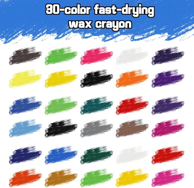 30 Colors Solid Tempera Paint Sticks, Washable Paint Sticks for Kids, Quick Drying, Non-Toxic, Ideal for Kids and Students