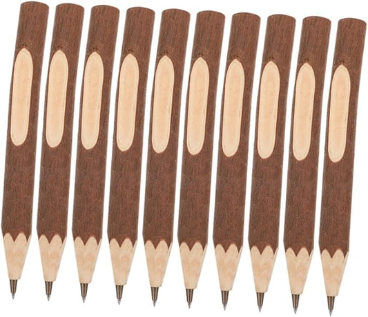 Wooden Ballpoint Pens 17cm Tree Bark Texture Writing Pens Biodegradable Portable Multi-function 10pcs for Office and School Use