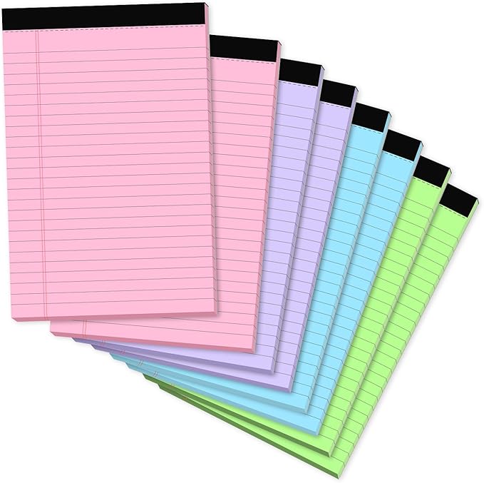 8 Pack Note Pads 5x8 Narrow Ruled Legal Pad Multicolor Small Notepads 5x8