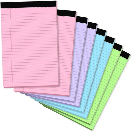 8 Pack Note Pads 5x8 Narrow Ruled Legal Pad Multicolor Small Notepads 5x8