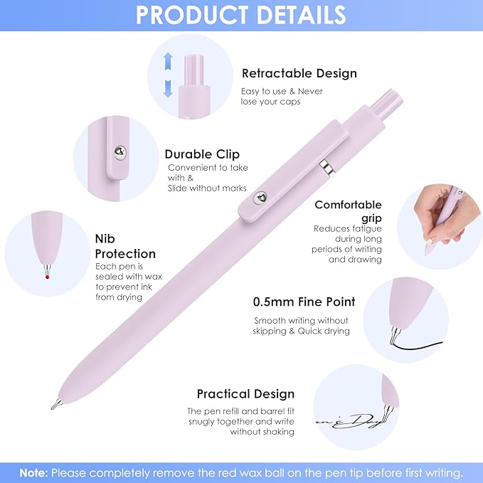 Donyang Gel Pens, 7pcs 0.5mm Black Ink Pens Quick Dry Fine Point Smooth Writing Pens for Journaling Note Taking, Cute Nurse Teacher Work Desk Accessories Office School Supplies Gifts for Women Men