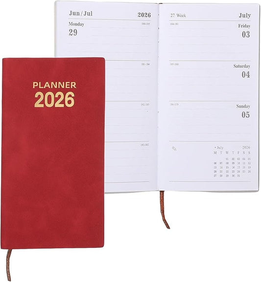 PATIKIL 2026 Planner Notebook, A6 64 Sheets Undated to Do List Daily Weekly Monthly Goals Tracker Pocket Notebook for Office Home Study Work Time Management Fitness Habit, Red