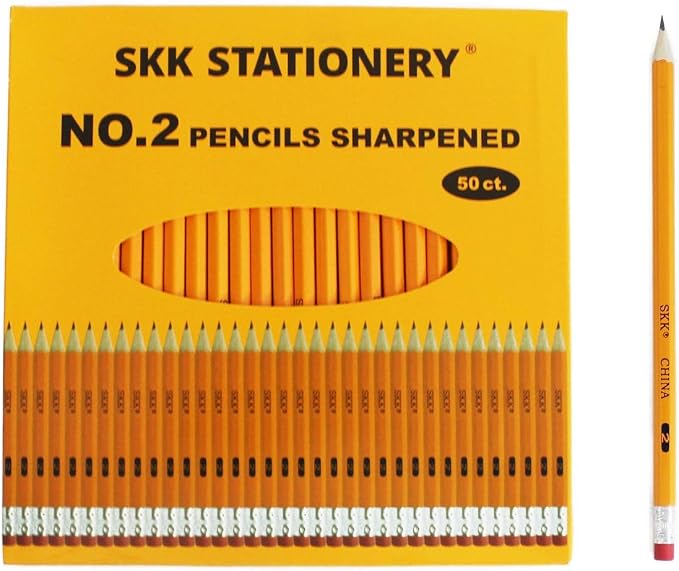 SKKSTATIONERY 600 Count Pre-sharpened #2 Pencils with Erasers – 12 Small Boxes of 50, Bulk HB Lead Pencils for Classroom, Teacher Supplies & Back to School – No.2 Pencil Set