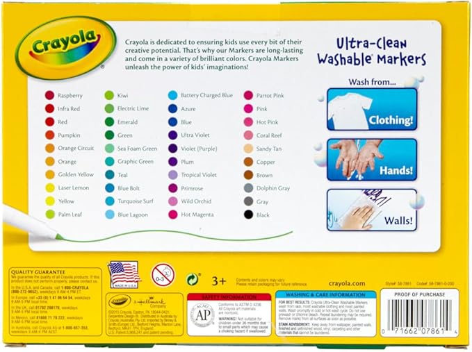 Crayola Ultra Clean Fine Line Washable Markers (40ct), School Supplies, Classroom Teacher Must Haves, Homeschool Essentials, Gifts for Kids, Ages 3, 4, 5